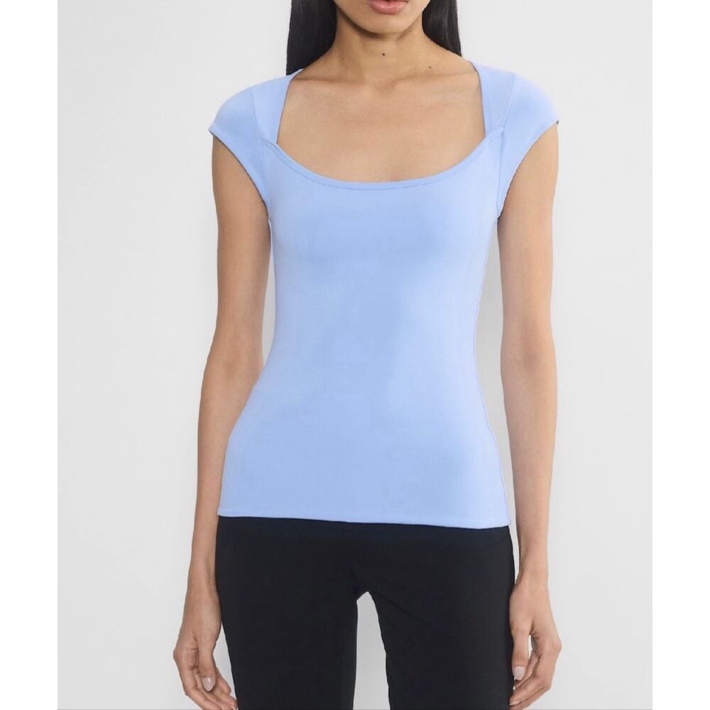 Aritzia Light Blue Scoop Neck Cap Sleeve Top